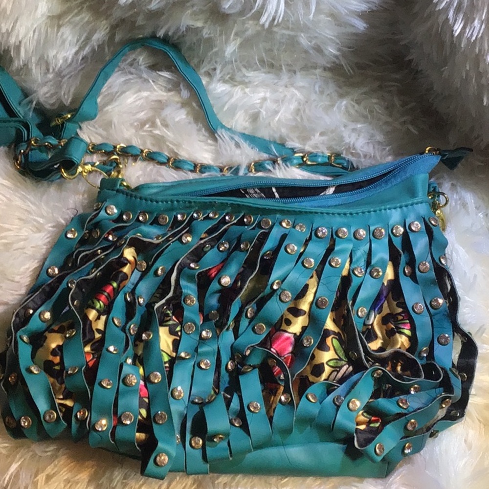 Glam handbag teal color